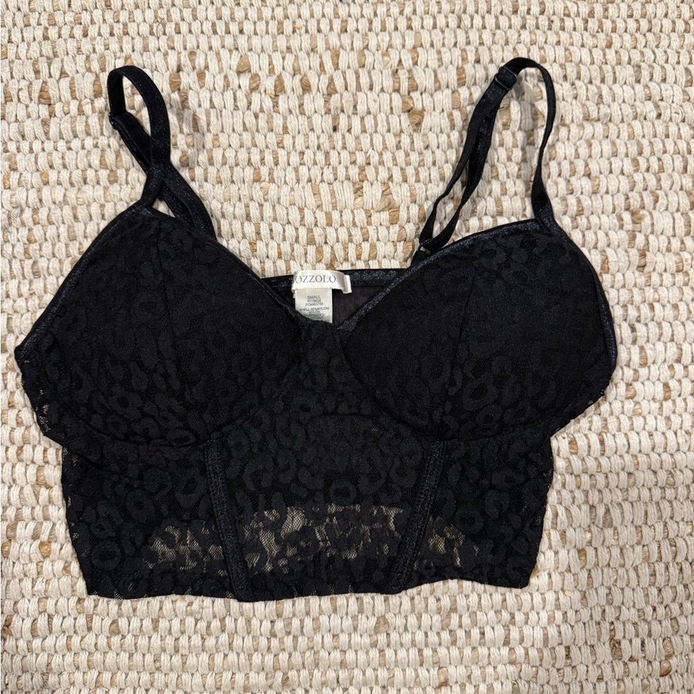 Bozzolo Black Leopard Lace Bralette